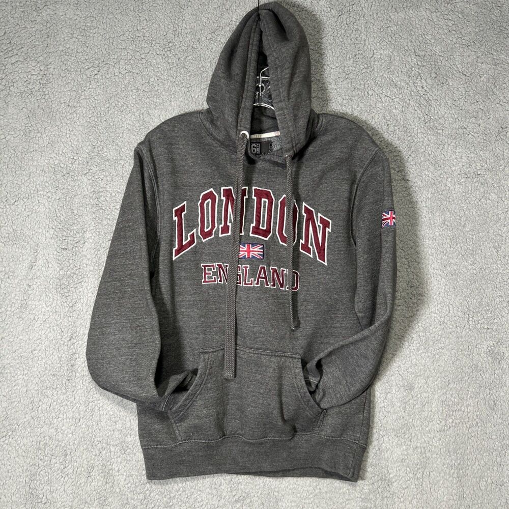 16 Sixty Men’s M London England Union Jack Pullover Hoodie Grunge Indie